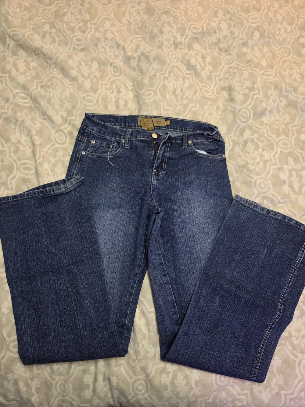 Women's Wide Leg Dark Blue Denim Jeans